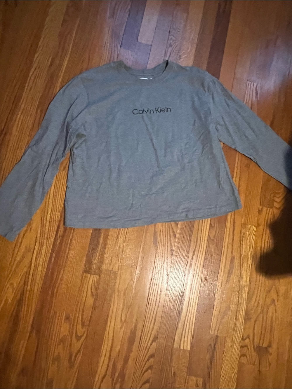 Calvin Klein Gray Long Sleeve Logo Tee